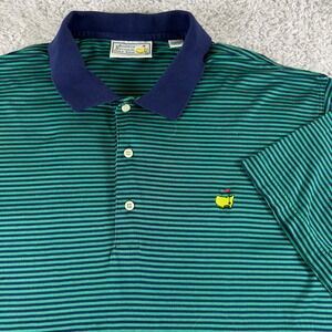 Augusta National Golf Shop Masters Polo Shirt Mens XL Green Navy Striped Cotton